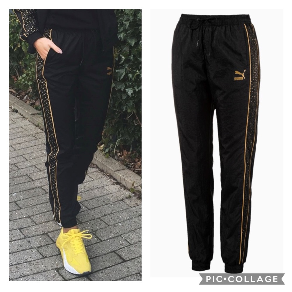 T7 Metal Woven puma black pants.    Size L